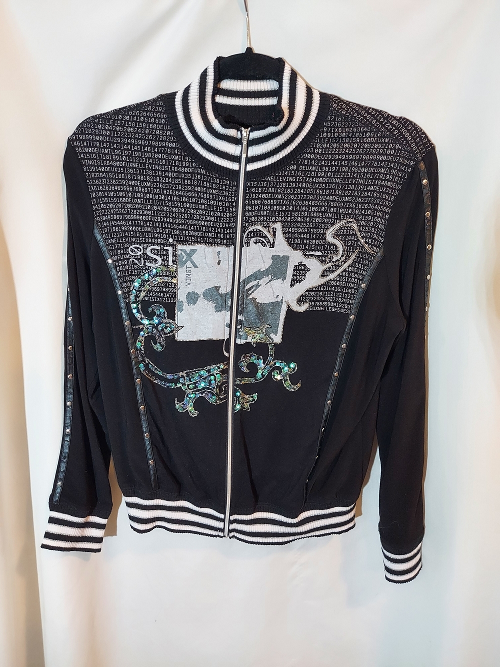 Vintage Solstice Y2K Gothic Graphic Track Jacket Full-Zip Black Size